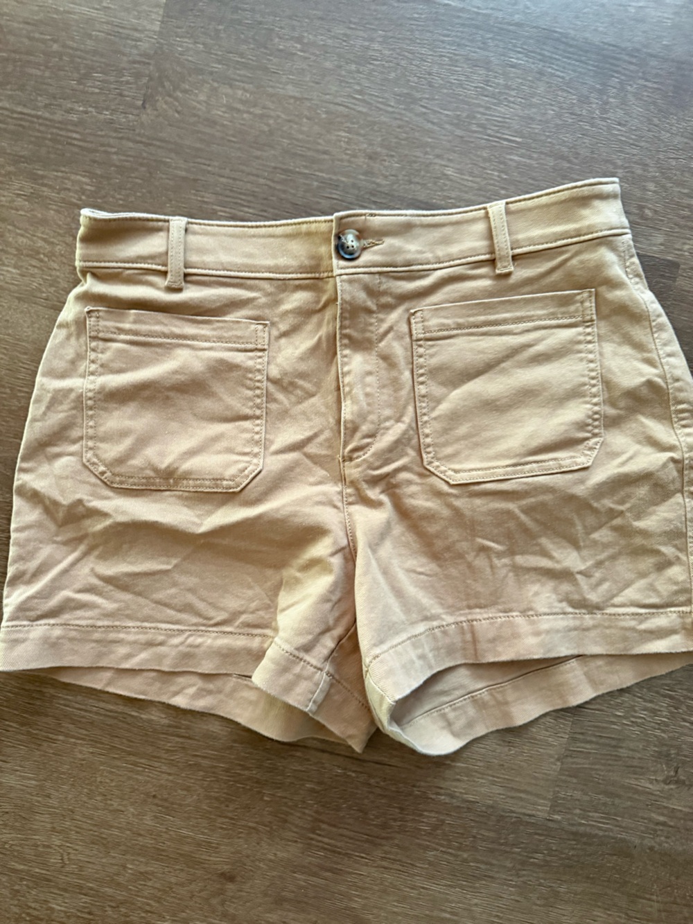 LOFT Tan High-Rise Utility Shorts
